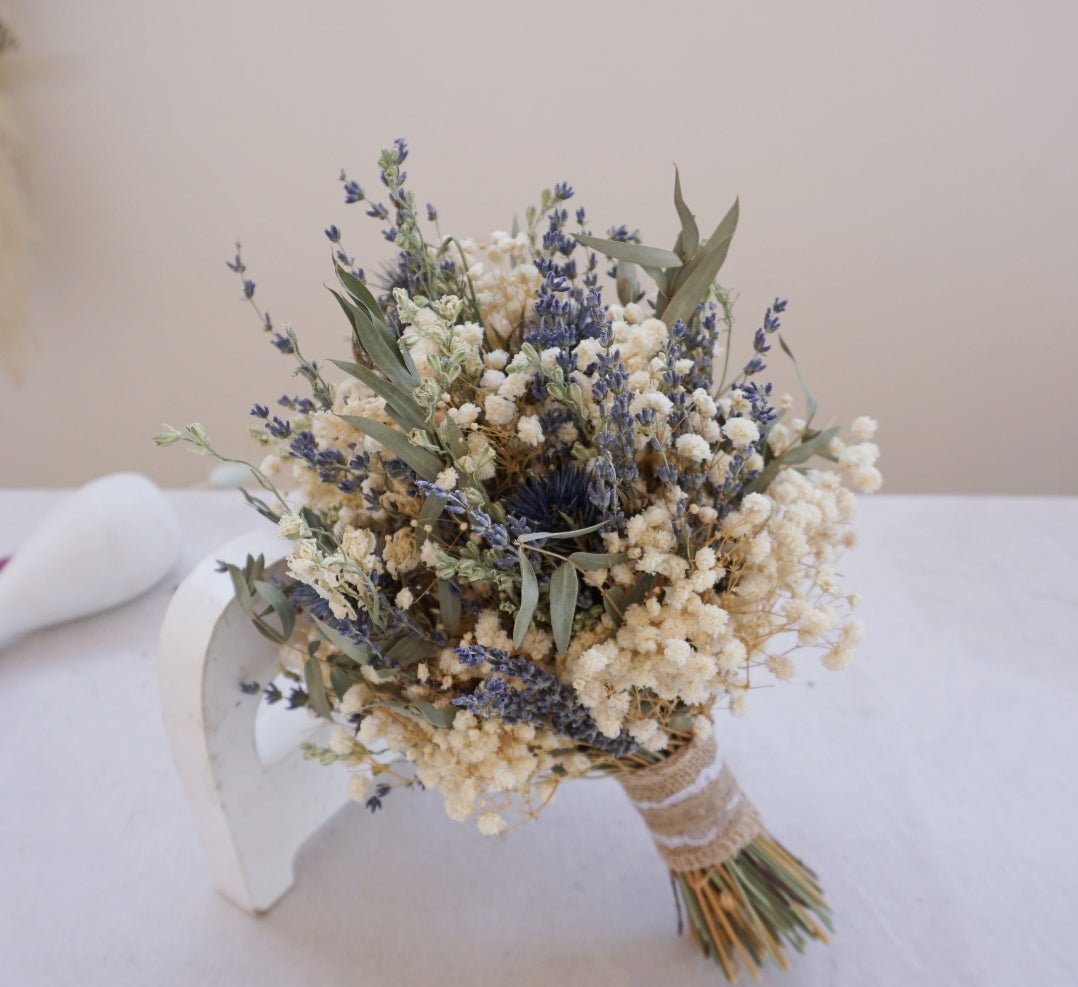 Dried Blue Flower Bouquet – Rustic Natural Décor for Weddings, Gifts & Home Styling - Huecasa