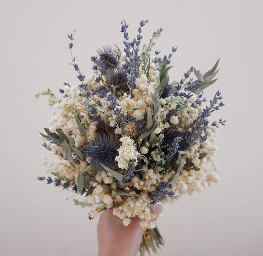 Dried Blue Flower Bouquet – Rustic Natural Décor for Weddings, Gifts & Home Styling - Huecasa