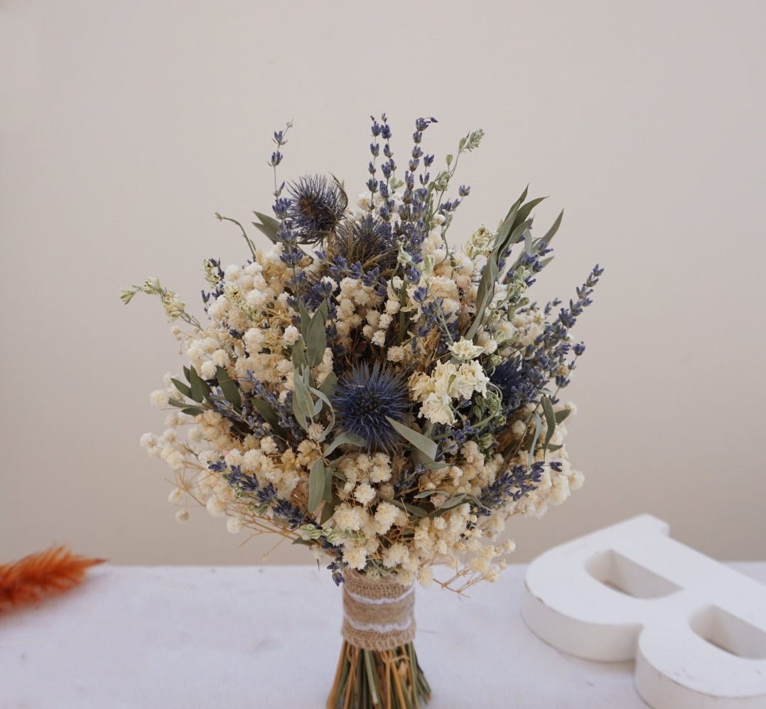Dried Blue Flower Bouquet – Rustic Natural Décor for Weddings, Gifts & Home Styling - Huecasa