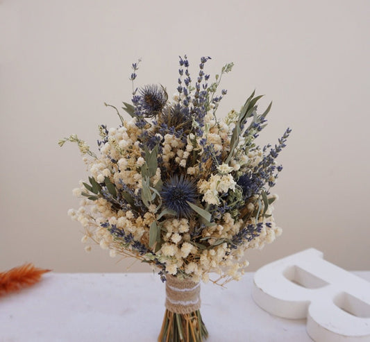 Dried Blue Flower Bouquet – Rustic Natural Décor for Weddings, Gifts & Home Styling - Huecasa