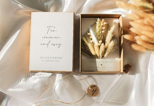 Elegant Dried Flower Wedding Souvenir – Timeless Rustic Gift Box Keepsake - Huecasa
