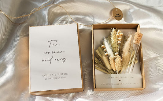 Elegant Dried Flower Wedding Souvenir – Timeless Rustic Gift Box Keepsake - Huecasa